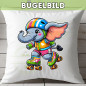 Preview: Bügelbild Elefant auf Rollschuhen